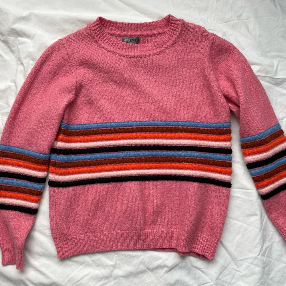 Love X Design Pink Striped Sweater